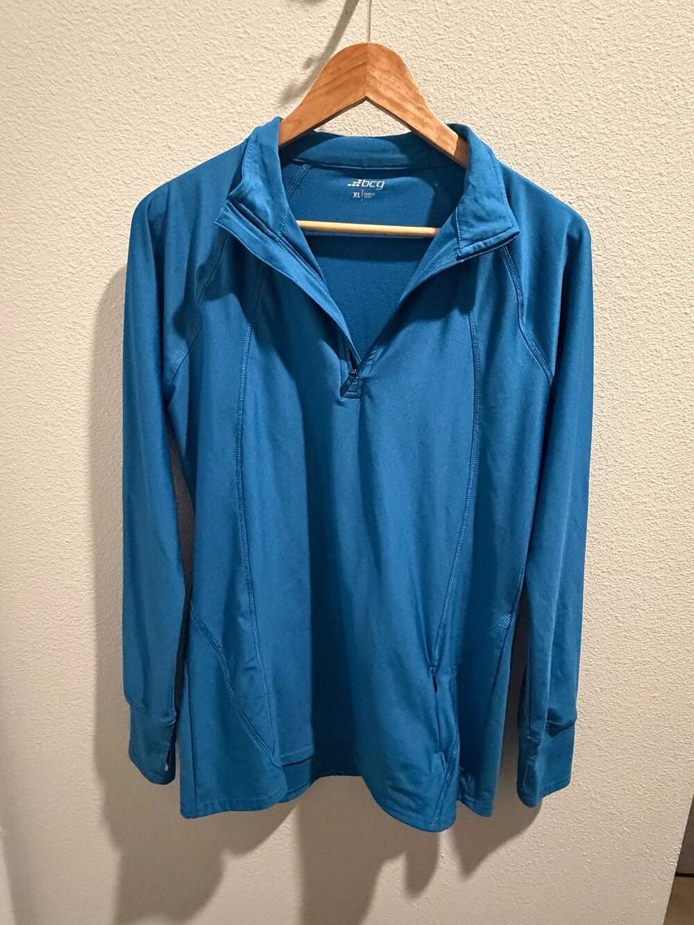BCG Women's Blue Quarter-Zip Long Sleeve Athletic Pullover Size XL
